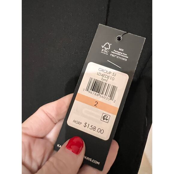 Karl Lagerfeld Paris Size 6 Colorblock Pleated Midi Dress NWT - Picture 6 of 10